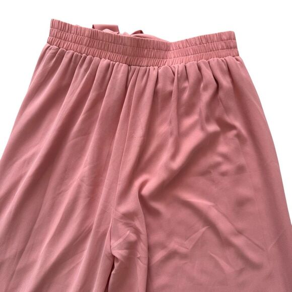 Alexander + David Chiffon Wide Leg Pants Elastic Tie Waist Dusty Rose Size Large - Picture 5 of 9